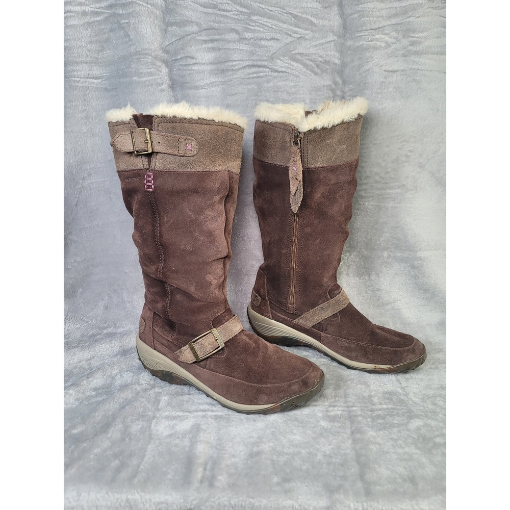 Y2K Cushie Allpine Fir Brown Suede Waterproof Boots Size 8 Granola Cabin Chalet